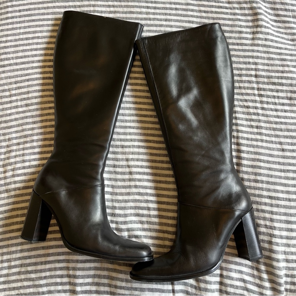 Vintage J. Crew wide-calf black leather knee-high boots